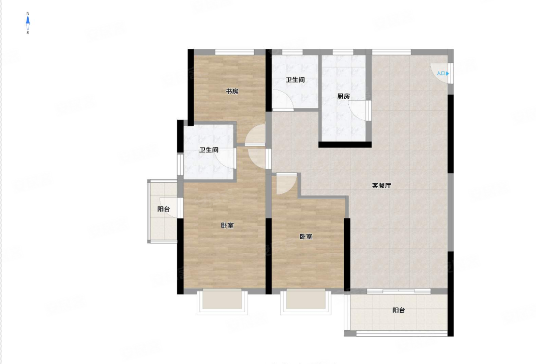 保利林语溪(公寓住宅)3室2厅2卫90.68㎡南北492万
