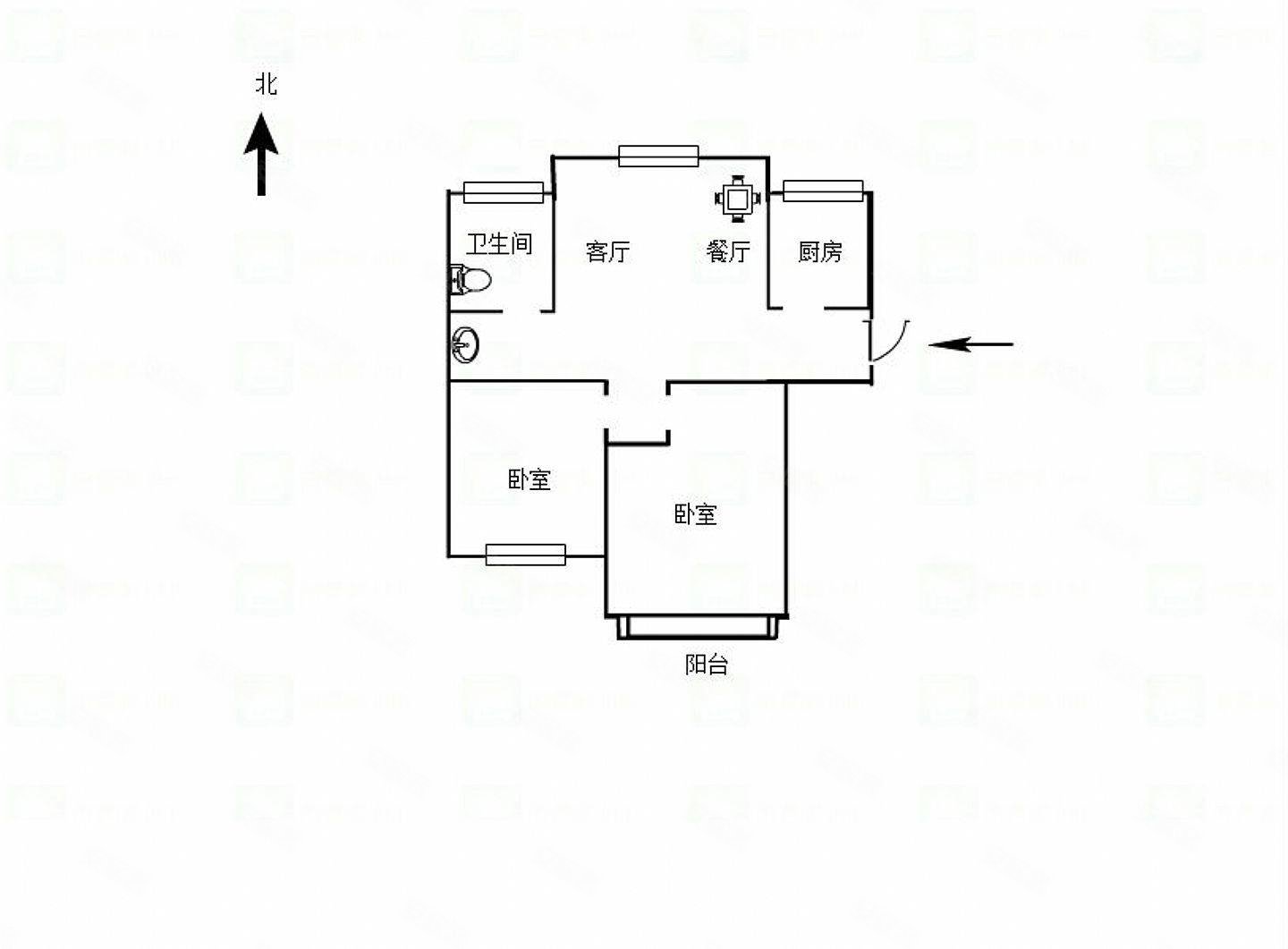 万达广场1室1厅1卫73.68㎡南北53万