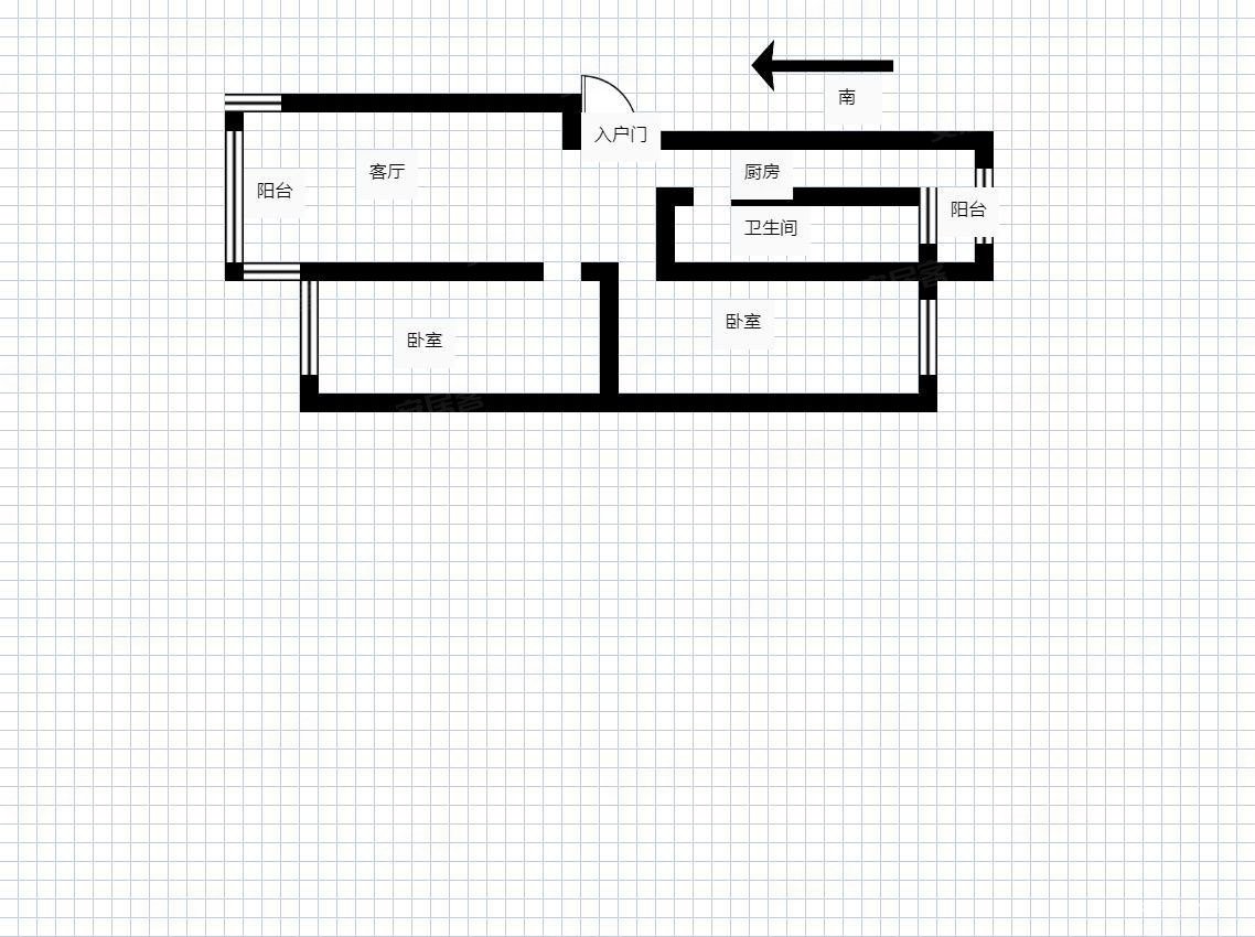 50街区2室2厅1卫80㎡南北34万