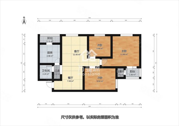 和盛苑3室2厅1卫86㎡东北68万