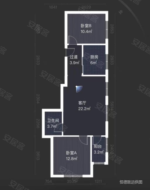 常青藤2室2厅1卫84.6㎡南北156万