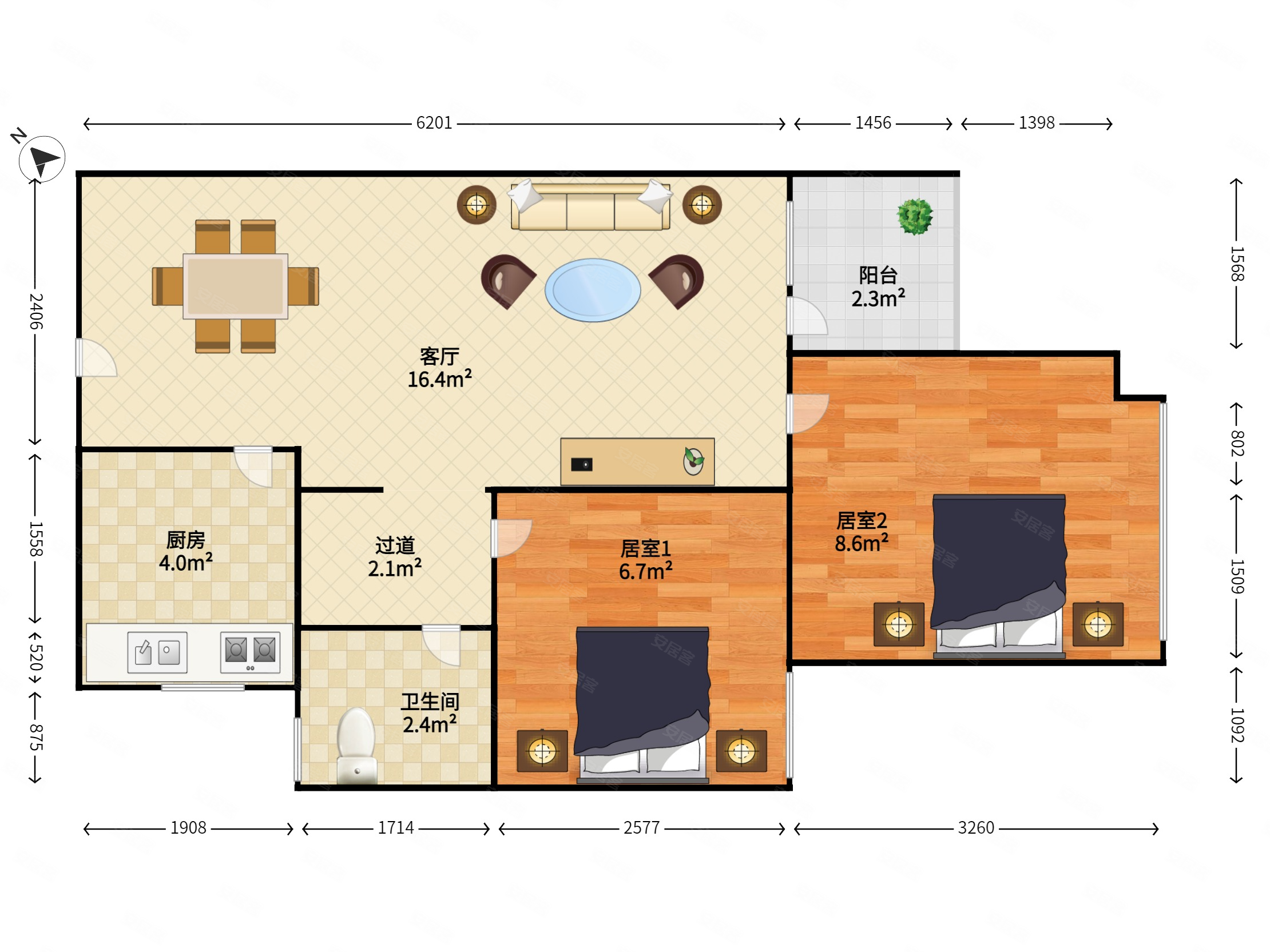 龙悦居四期2室1厅1卫63㎡南北0万