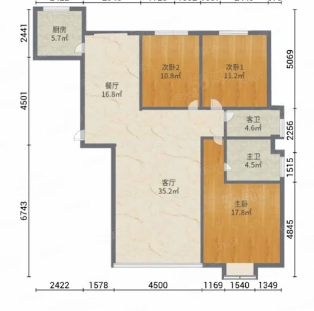 大家新城  3室2卫  南北通透 132平 83万