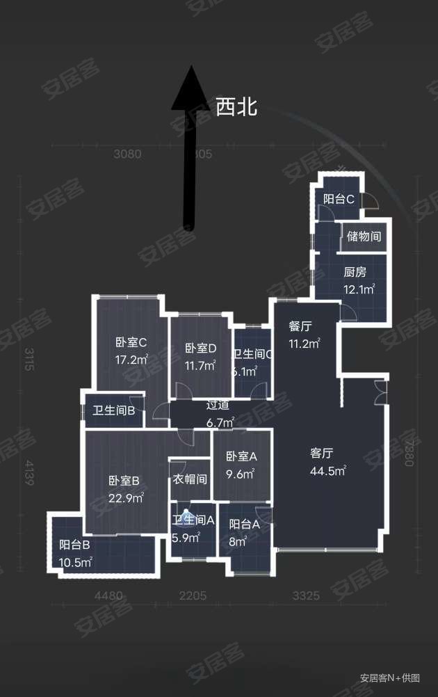 仁恒星园4室2厅3卫225.04㎡南680万