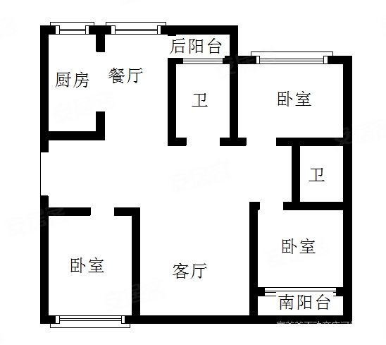 德贤华府3室2厅2卫110㎡南北86万