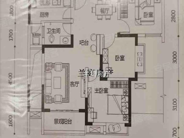 【多图】汇东星城,壮锦大道租房,汇东星城 3室2厅1卫 1600.
