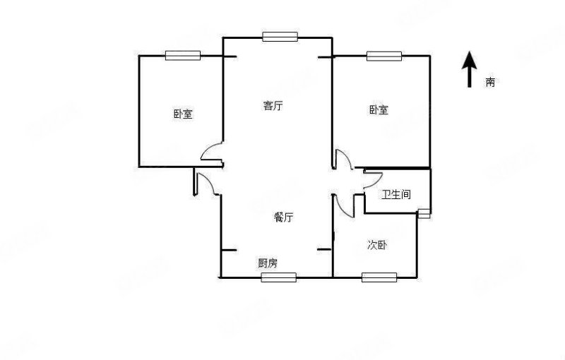 华申苑2室2厅1卫100.06㎡南北60万