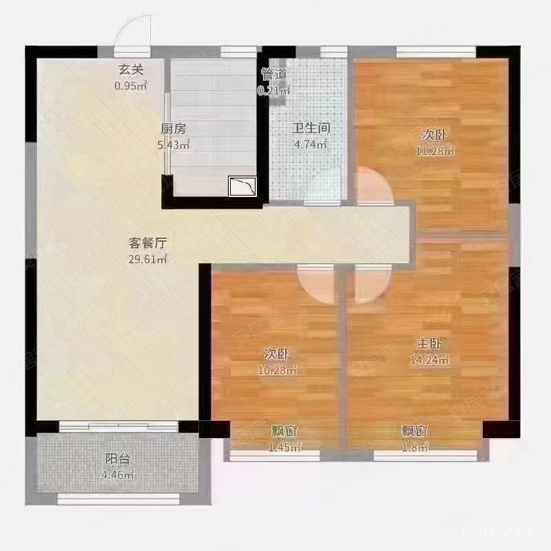 水墨兰庭3室2厅2卫120㎡南北90万