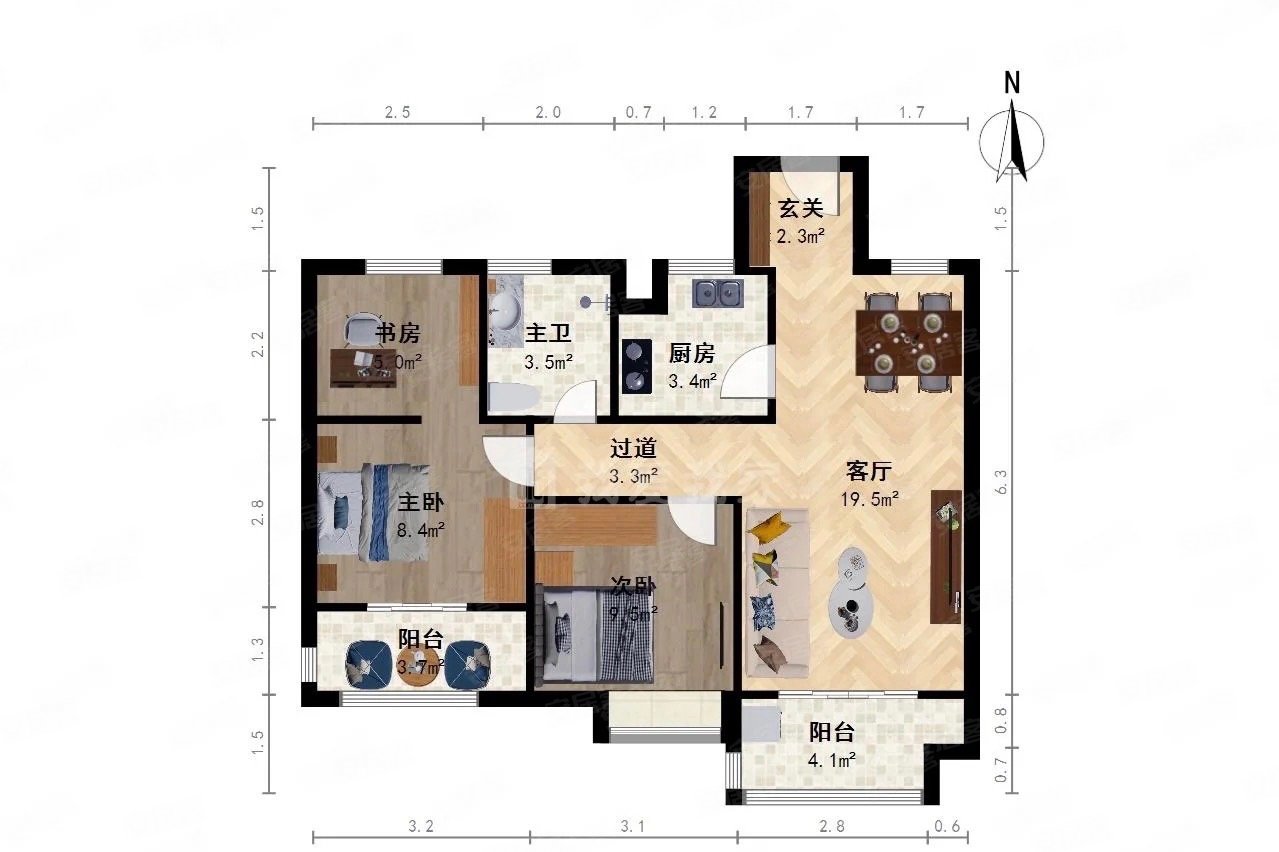 中梁3室2厅南北通透89平满二住房房东诚心出售价格可谈