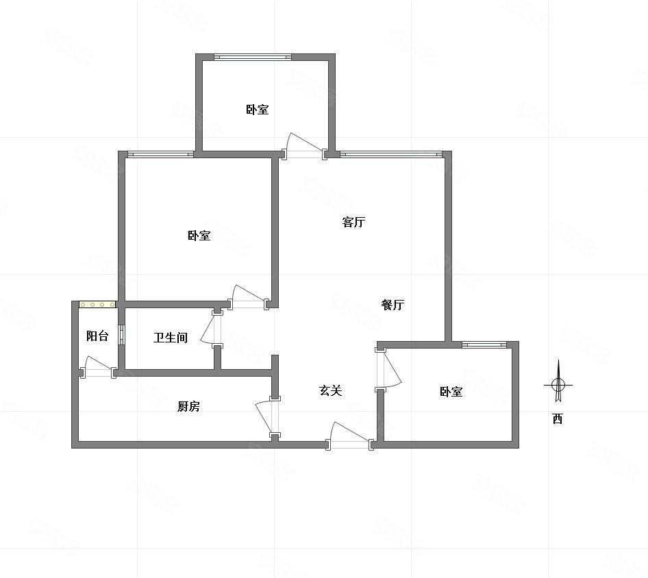 泽科弹子石中心3室1厅1卫74.56㎡西135万