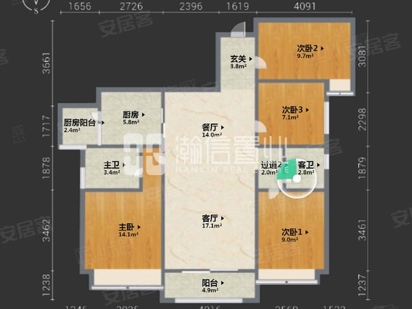 佛山南海金融高新区中铁建水岸花园中铁建水岸花园 4室2厅2卫 电梯房