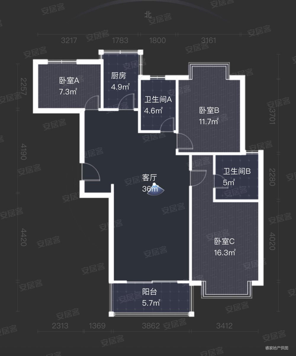 君悦豪庭婚装3房2卫拎包入住好楼层好位置