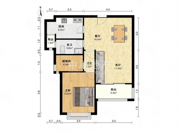 凯旋华庭1室2厅1卫80.24㎡南588万