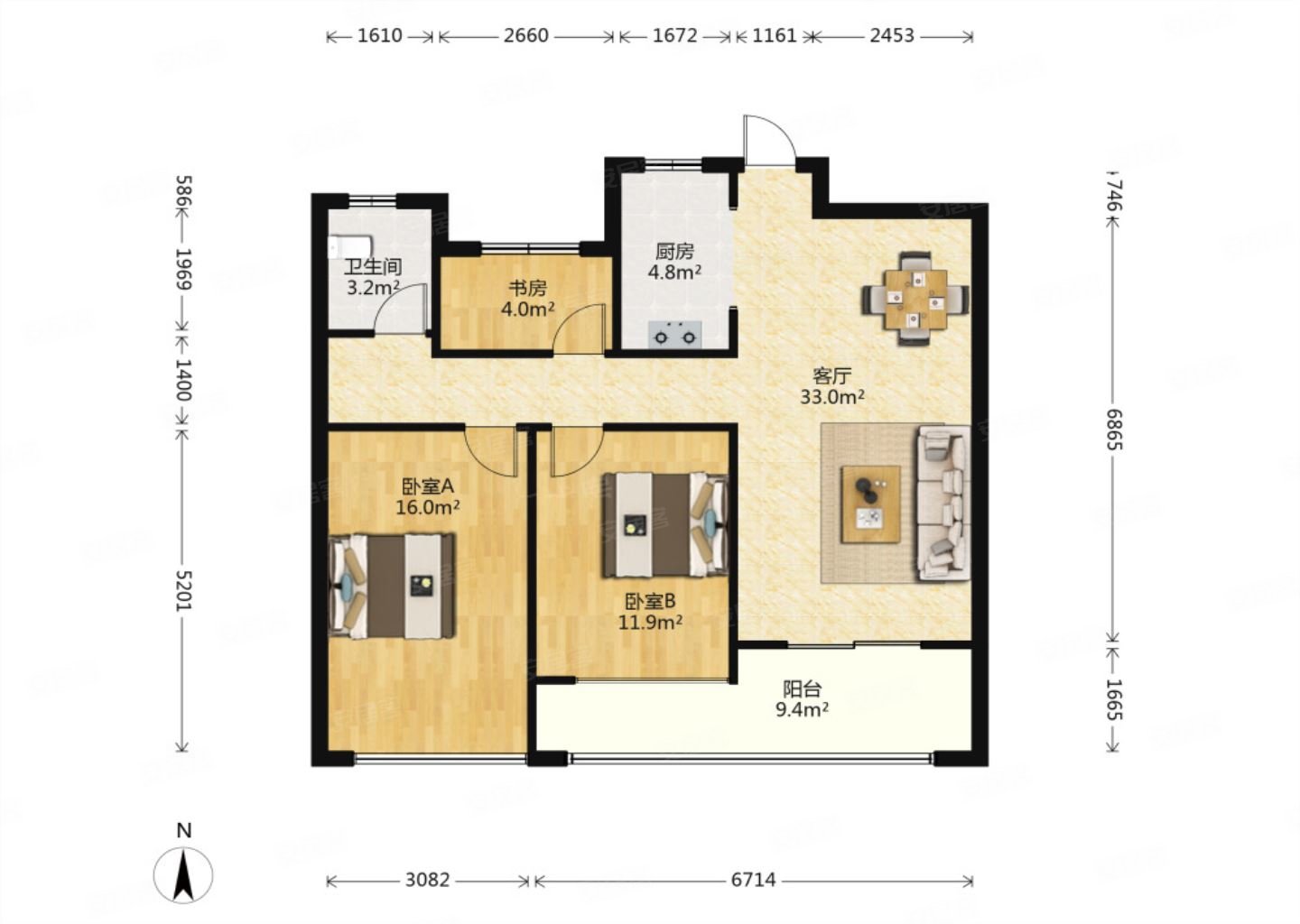 满二电梯房95平恒宇锦园楼层好视野无遮挡