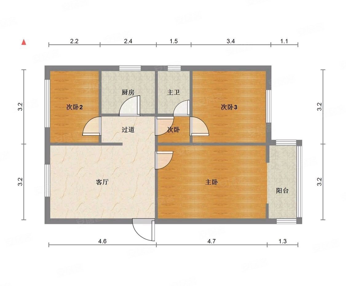 东苑小区三室一厅全明户型使用面积大