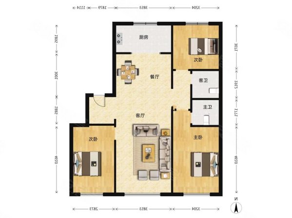 汇置尚樾3室2厅2卫119㎡南北140万