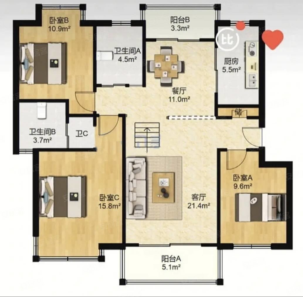 绿苑小区3室2厅1卫114㎡东西78万