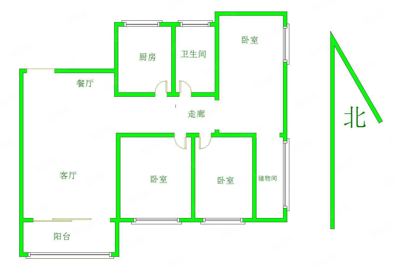 永辉巴黎3室2厅1卫106㎡南87万