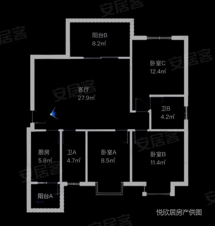 汉泉菁华里3室2厅2卫110㎡南北51.5万