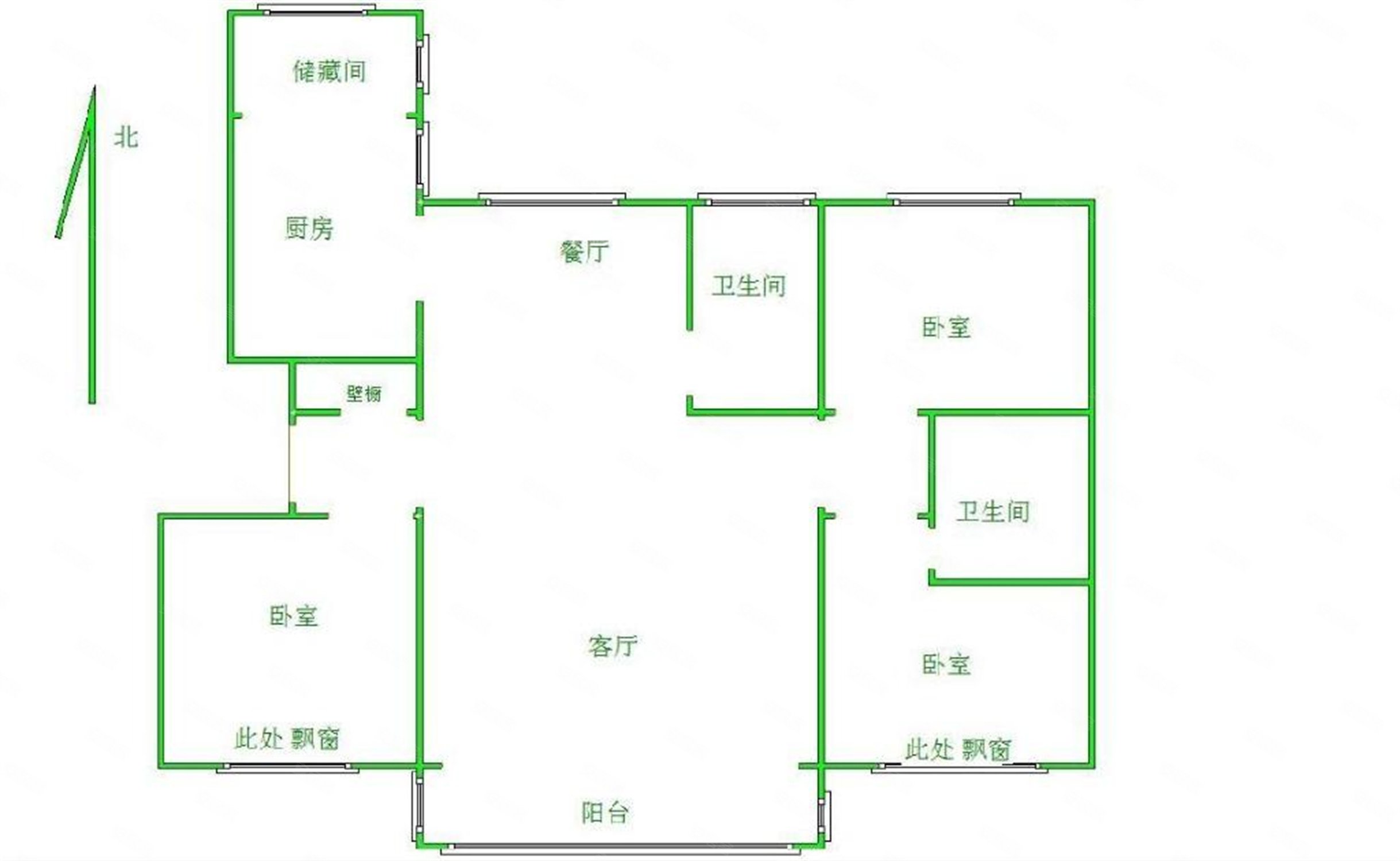 乐凯大街附近水榭花城三室两卫三阳户型中间户型南北通透