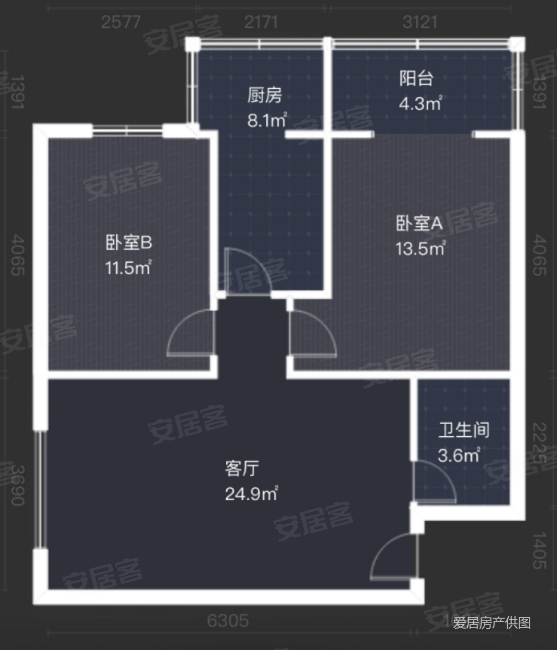 百合佳苑2室2厅1卫84㎡西北69万