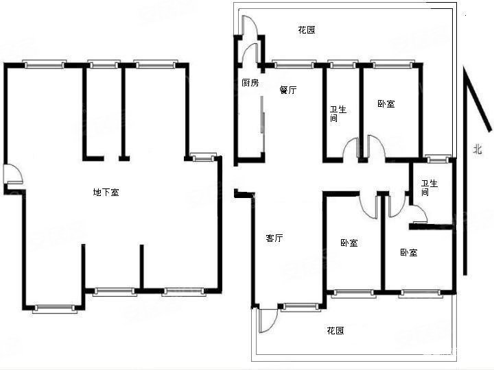 真下跃带前后大花圆室内面积240平