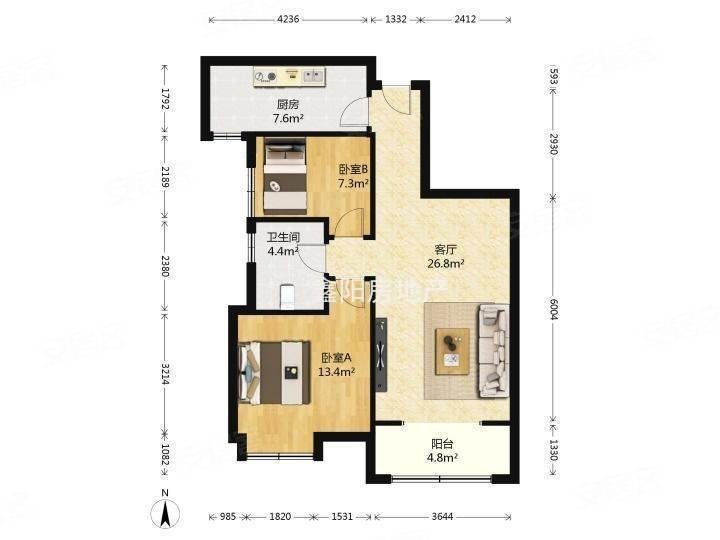 盛世睿园2室2厅1卫90.41㎡南76万