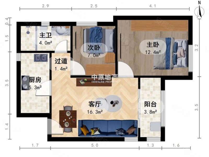 舒畅园2室1厅1卫75.45㎡东北105万