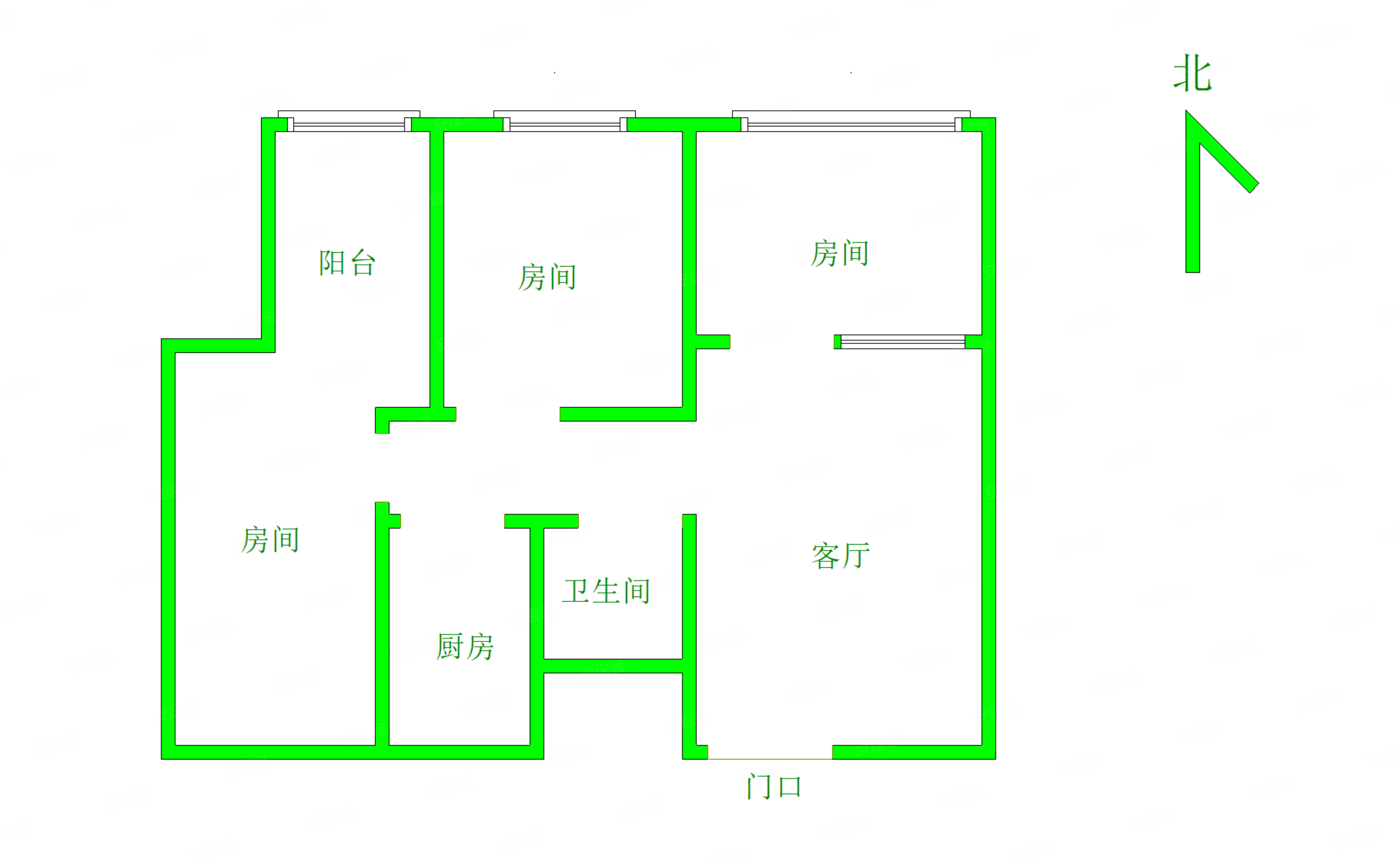 越秀花苑大厦3室1厅1卫73.45㎡北350万