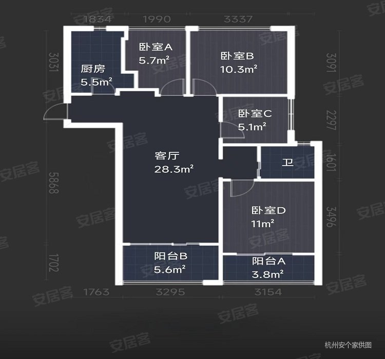 四房2厅户型 精装修几十万带全屋中央空调地暖满2年税少,金都夏宫