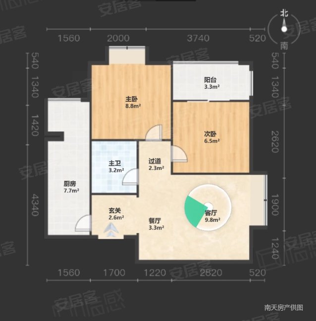 东外滩公寓2室2厅1卫66.25㎡东北138万