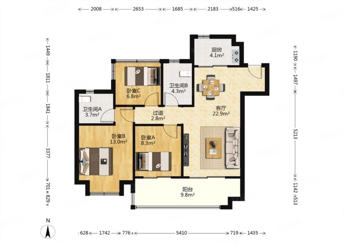 看房有钥匙,公园万象二手房,230万,3室2厅,2卫,107平米-合肥安居客