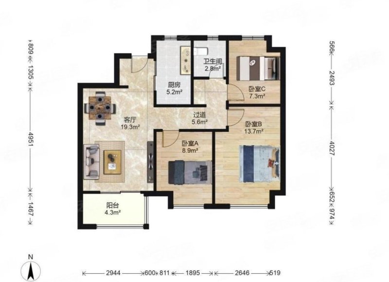 万科翡翠公园 朝南 产权清晰 楼龄新 小三房 高楼层视野好