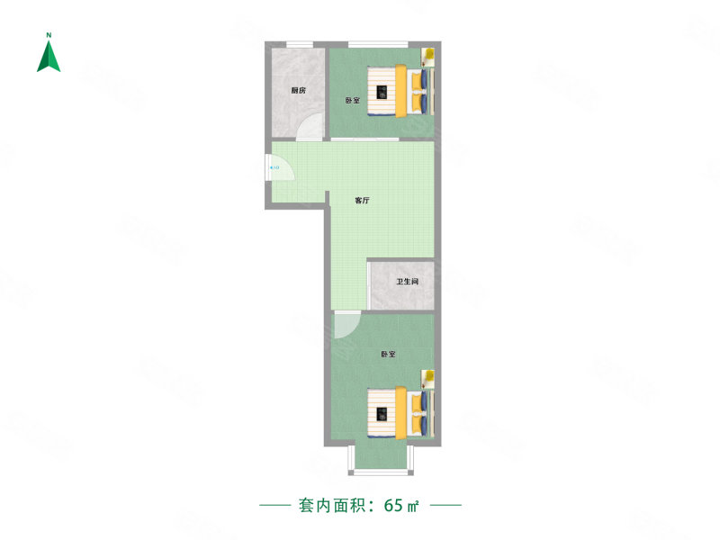 城建万科翡翠书院(西区)2室2厅1卫65㎡南北76万