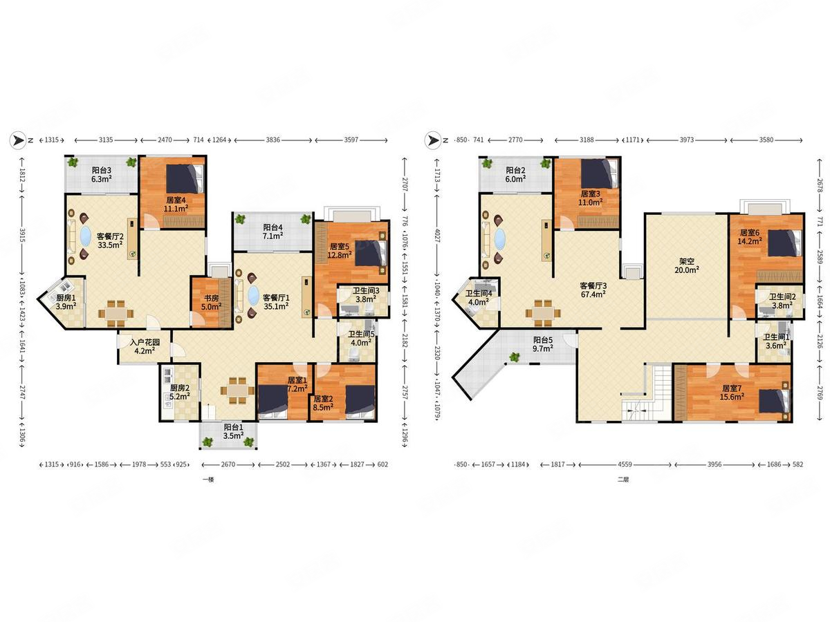 融湖中心城(一期)8室6厅5卫265.25㎡南北960万