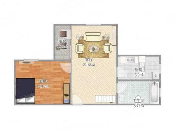 【多图】诸暨宝龙广场,诸暨市区租房,出租 宝龙公寓 一室一厅 家具