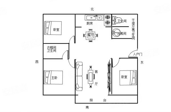 春泉花园3室2厅2卫115.59㎡南北89.8万