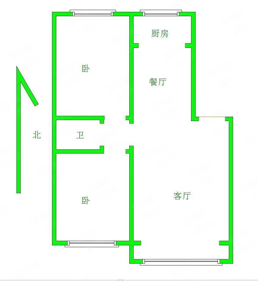 和平花园2室2厅1卫88㎡南北89万