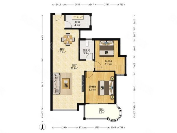 咸阳秦都秦都城区中华世纪城整租中华世纪城南区 2室2厅 南出租房源