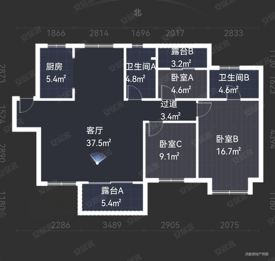 绿地五期125平大横厅户型方正无浪费采光佳中高楼层