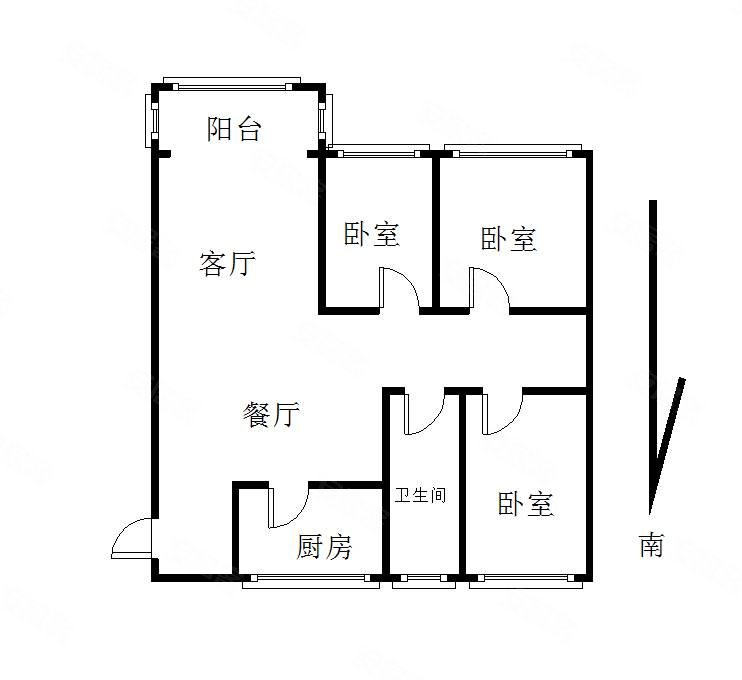 联盟鑫城3室2厅1卫112㎡南北65万