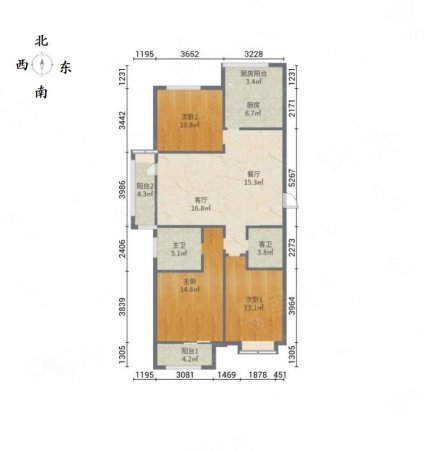 万达华府(奎文)3室2厅2卫130㎡南北79万