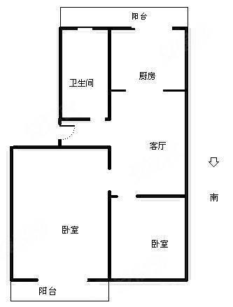 温泉花园(B区)2室1厅1卫74.82㎡南北185万