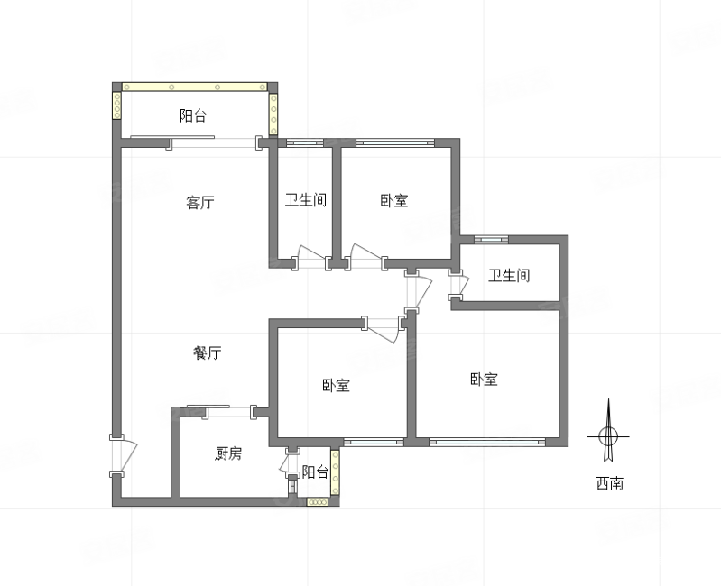 恒大健康城(一期A区)3室2厅2卫110㎡南北49.5万