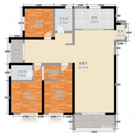 安居园小区3室2厅1卫98㎡南北59.8万