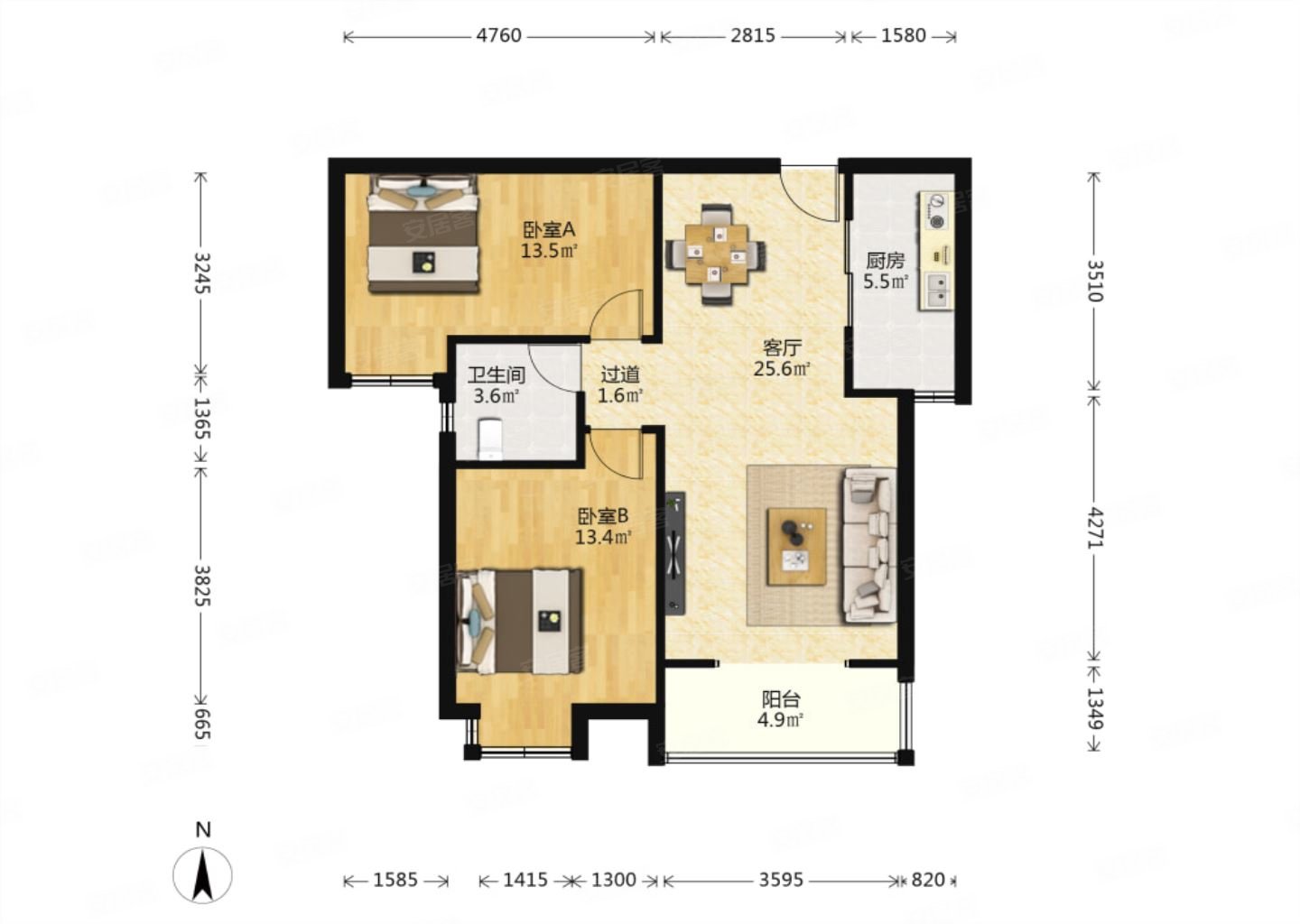 东海盛景两室中门户型装修干净楼间距大楼下就是商场