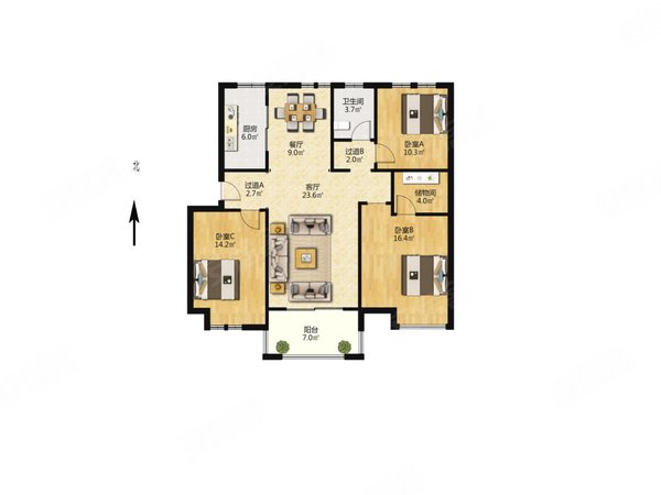 昌邑上城国际a区上城国际 2台空调大h户型 精装3室 家电家具全 干净