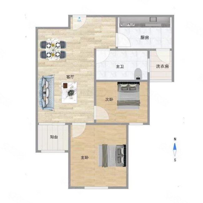 美罗家园宝欣苑二村2室1厅1卫68.44㎡南150万