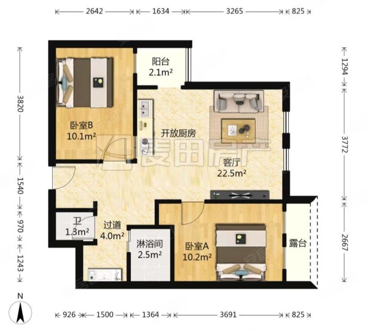 雅世合金公寓2室1厅1卫71.98㎡东688万