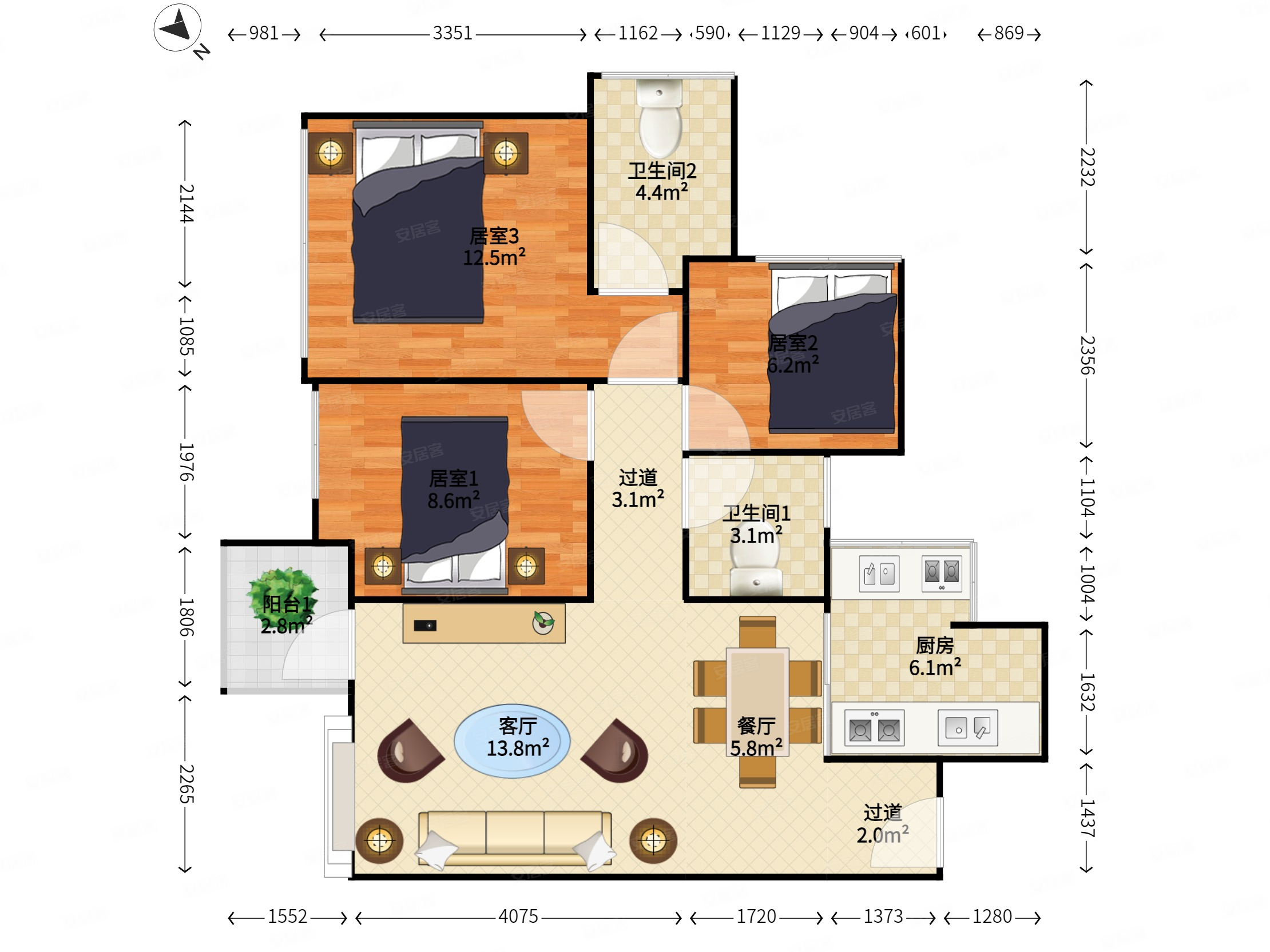 珑门名苑精装三房东南向看体育公园景观新上好房价格可谈